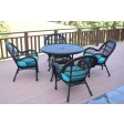 5pc Santa Maria Black Wicker Dining Set - Sky Blue Cushions