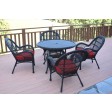 5pc Santa Maria Black Wicker Dining Set - Red Cushions