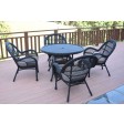 5pc Santa Maria Black Wicker Dining Set - Steel Blue Cushions