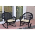 Santa Maria Black Wicker Rocker Chair with Cushion - Set of 2