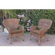 Set of 2 Windsor Honey Resin Wicker Chair with Cushion