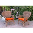 Set of 2 Windsor Honey Resin Wicker Chair with Cushion