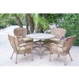 5pc Windsor Honey Wicker Dining Set With Cushions