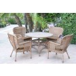 5pc Windsor Honey Wicker Dining Set With Cushions