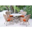 5pc Windsor Honey Wicker Dining Set With Cushions