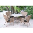 5pc Windsor Honey Wicker Dining Set With Cushions