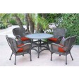5pc Windsor Honey Wicker Dining Set With Cushions