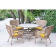 5pc Windsor Honey Wicker Dining Set With Cushions