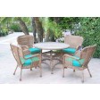 5pc Windsor Honey Wicker Dining Set With Cushions