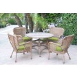 5pc Windsor Honey Wicker Dining Set With Cushions