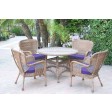 5pc Windsor Honey Wicker Dining Set With Cushions