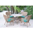 5pc Windsor Honey Wicker Dining Set With Cushions