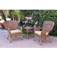 Windsor Honey Wicker Chair And End Table Set With Chair Cushion