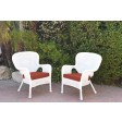 Set of 2 Windsor White Resin Wicker Chair with Cushion
