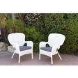 Set of 2 Windsor White Resin Wicker Chair with Cushion