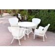 5pc Windsor White Wicker Dining Set - Ivory Cushions