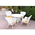 5pc Windsor White Wicker Dining Set With Cushions