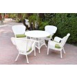 5pc Windsor White Wicker Dining Set With Cushions
