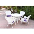 5pc Windsor White Wicker Dining Set With Cushions