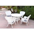 5pc Windsor White Wicker Dining Set With Cushions