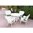5pc Windsor White Wicker Dining Set With Cushions