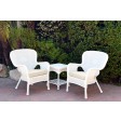 Windsor White Wicker Chair And End Table Set With Chair Cushion