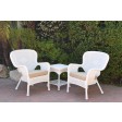 Windsor White Wicker Chair And End Table Set With Chair Cushion