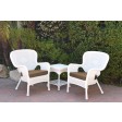 Windsor White Wicker Chair And End Table Set With Chair Cushion