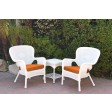 Windsor White Wicker Chair And End Table Set With Chair Cushion
