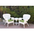 Windsor White Wicker Chair And End Table Set With Chair Cushion