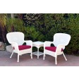 Windsor White Wicker Chair And End Table Set With Chair Cushion