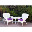 Windsor White Wicker Chair And End Table Set With Chair Cushion
