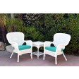 Windsor White Wicker Chair And End Table Set With Chair Cushion