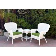 Windsor White Wicker Chair And End Table Set With Chair Cushion