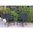 Set of 2 Windsor Black Resin Wicker Chair with Cushion