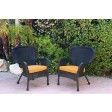 Set of 2 Windsor Black Resin Wicker Chair with Cushion