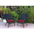 Set of 2 Windsor Black Resin Wicker Chair with Cushion