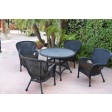 5pc Windsor Black Wicker Dining Set - Brown Cushions