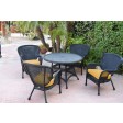5pc Windsor Black Wicker Dining Set With Cushions