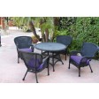 5pc Windsor Black Wicker Dining Set With Cushions