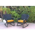 Set of 2 Windsor Black  Resin Wicker Rocker Chair with Cushions