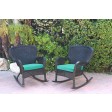 Set of 2 Windsor Black  Resin Wicker Rocker Chair with Cushions