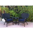 Windsor Black Wicker Chair And End Table Set With Chair Cushion