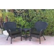 Windsor Black Wicker Chair And End Table Set With Chair Cushion