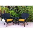 Windsor Black Wicker Chair And End Table Set With Chair Cushion