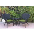 Windsor Black Wicker Chair And End Table Set With Chair Cushion