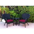 Windsor Black Wicker Chair And End Table Set With Chair Cushion