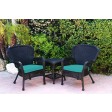 Windsor Black Wicker Chair And End Table Set With Chair Cushion