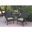 Set of 2 Windsor Espresso Resin Wicker Chair with Cushion