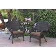 Set of 2 Windsor Espresso Resin Wicker Chair with Cushion